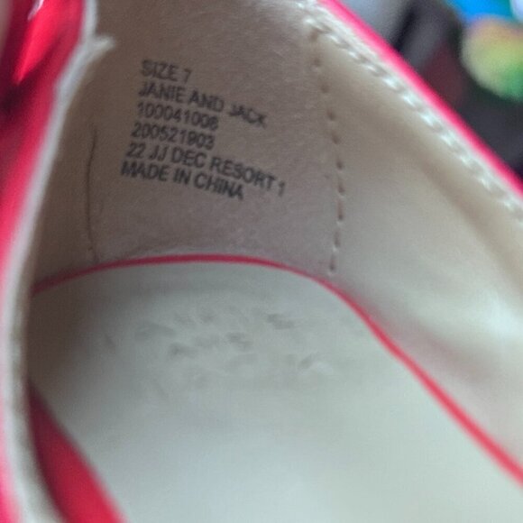 Janie and Jack Girl's Pieced Ballet Flat. Red, white, Navy Blue. Size - 7 - Picture 9 of 10